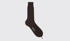 Cheap Scarosso Dark Brown Cotton Calf Socks Brown - Cotton