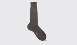 Best Scarosso Grey Cotton Calf Socks Grey - Cotton