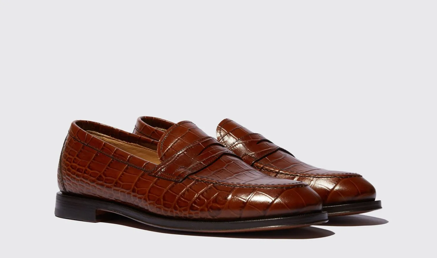 Clearance Scarosso Stefano Marrone Cocco Brown - Croco-Printed Calf