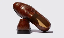 Clearance Scarosso Stefano Marrone Cocco Brown - Croco-Printed Calf